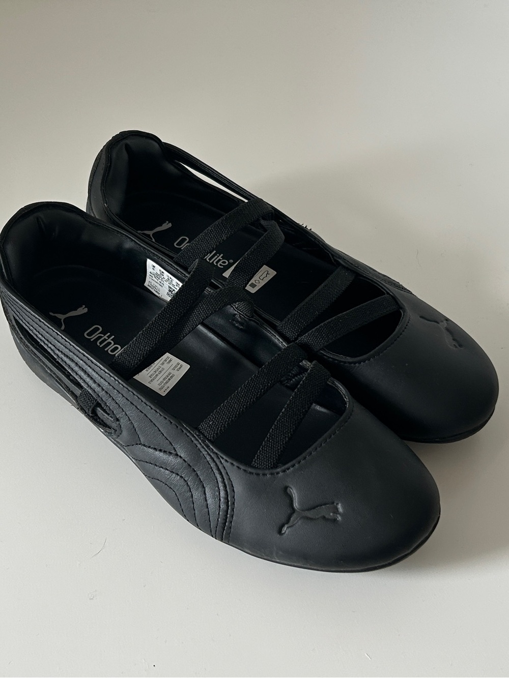 Puma Black Strappy Ballet Flats - Picture 2 of 6